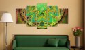 OBRAZ NA ŚCIANĘ DO SALONU, 100 x 50 cm, 5 CZĘŚCIOWY - Mozaika: Zielona energia