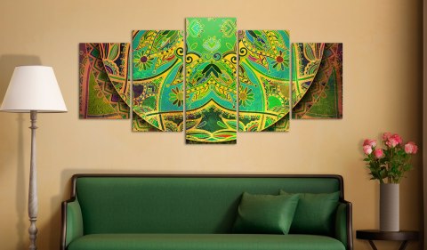 OBRAZ NA ŚCIANĘ DO SALONU, 100 x 50 cm, 5 CZĘŚCIOWY - Mozaika: Zielona energia