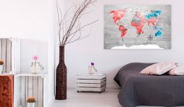 Obraz - Mapa świata: Czerwona wędrówka