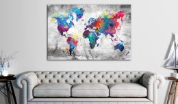Obraz - Mapa świata: Szary styl