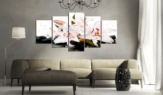 OBRAZ NA ŚCIANĘ DO SALONU, 100 x 50 cm, 5 CZĘŚCIOWY - Kamienie zen i lilie