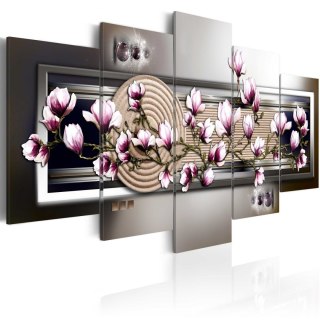 OBRAZ NA ŚCIANĘ DO SALONU, 100 x 50 cm, 5 CZĘŚCIOWY - Magnolia i ogród Zen