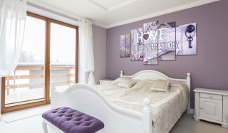 Obraz 5-częściowy - Napis HOME, Lawenda