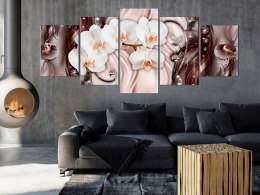 Obraz - Wodospad orchidei (5-częściowy) szeroki różowy