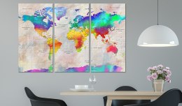 Obraz - Mapa świata: Tęczowy gradient