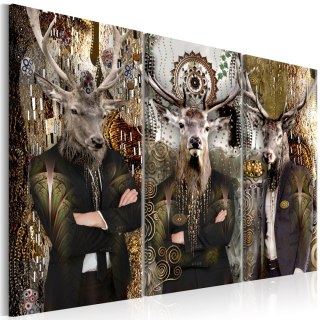 OBRAZ NA ŚCIANĘ DO SALONU, NA PŁÓTNIE, 120 x 80 cm, Zwierzęce trio brązowy