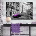 Obraz - Auto w Paryżu (1-częściowy) fioletowy szeroki