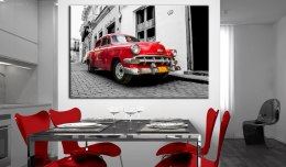 Obraz - Klasyczne kubańskie auto (Czerwony)