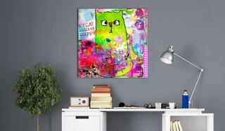 KWADRATOWY OBRAZ NA ŚCIANĘ DO SALONU 40 x 40 CM - Zwariowany kot