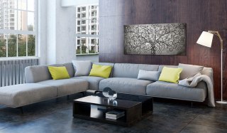 OBRAZ NA ŚCIANĘ DO SALONU, 60 x 30 cm, NA PŁÓTNIE - Srebrne drzewo