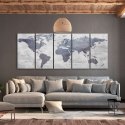 Obraz - Betonowa mapa świata (5-częściowy) wąski