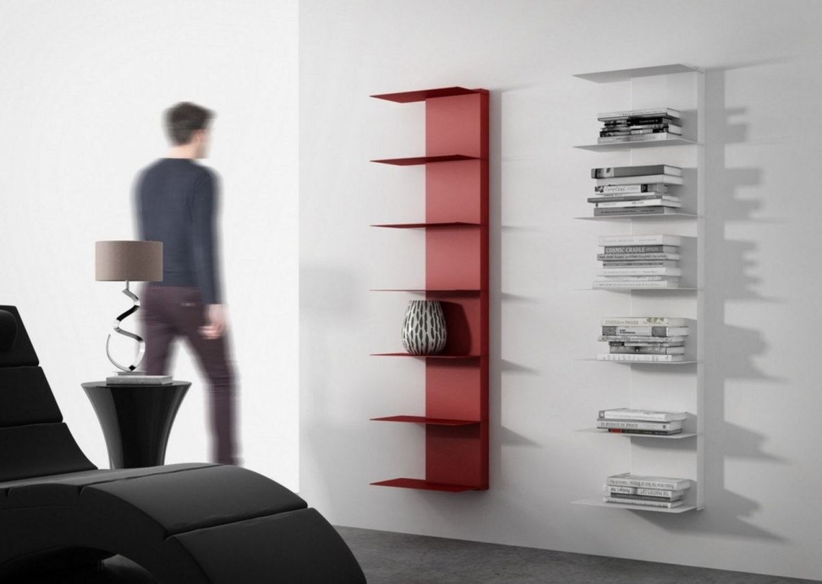 Biblioteczka Metalowa 2 czerwona, na ścianę Biblioteczka Metalowa 2 czerwona, na ścianę