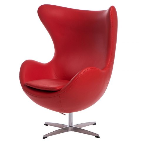 Fotel EGG - Jajo, czerwona skóra 65 Premium