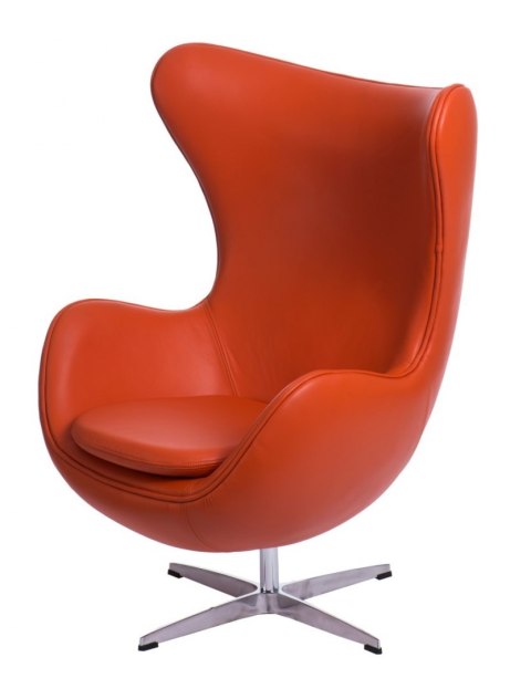 Fotel EGG - Jajo, pomarańczowa skóra 67 Premium
