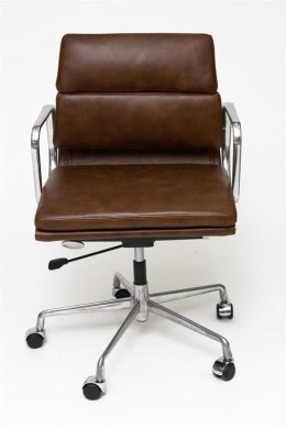 Fotel biurowy CH2171 brązowa skóra chrom