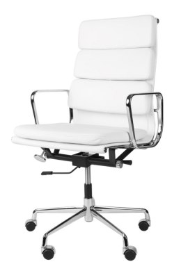 Fotel biurowy CH2191T biała skóra chrom