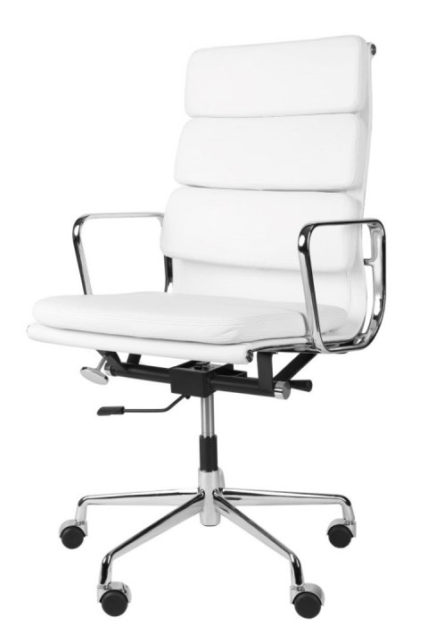 Fotel biurowy CH2191T biała skóra chrom Fotel biurowy CH2191T biała skóra chrom