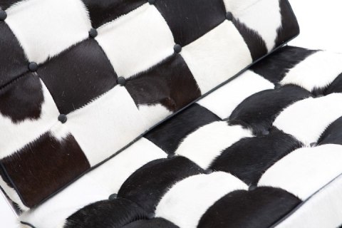 Fotel z podnóżkiem, czarno-biały, skóra naturalna Fotel z podnóżkiem, czarno-biały, skóra naturalna