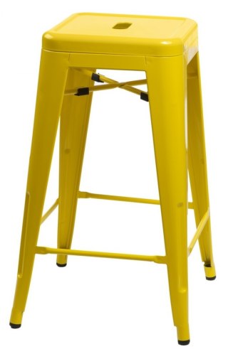 METALOWY HOKER LOFT ARTPRO - ŻÓŁTY, INDUSTRIALNY STOŁEK BAROWY, 75 CM