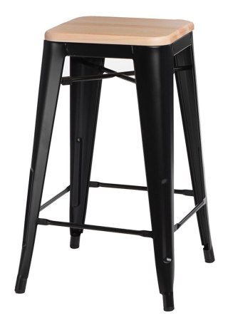 METALOWY CZARNY HOKER LOFT ARTPRO, INDUSTRIALNY, DO KUCHNI, DREWNO
