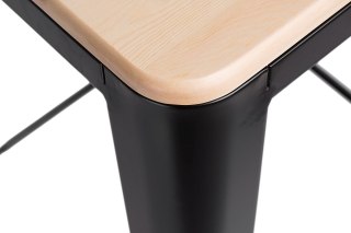 METALOWY CZARNY HOKER LOFT ARTPRO, INDUSTRIALNY, DO KUCHNI, DREWNO