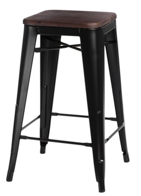 METALOWY CZARNY HOKER LOFT ARTPRO, INDUSTRIALNY, DO KUCHNI, DREWNO, 65 CM METALOWY CZARNY HOKER LOFT ARTPRO, INDUSTRIALNY, DO KUCHNI, DREWNO, 65 CM