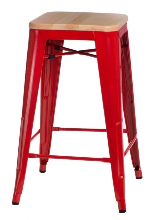 CZERWONY METALOWY HOKER LOFT ARTPRO, STOŁEK BAROWY DO KUCHNI, WYSPY, 65 CM