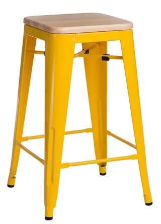 METALOWY HOKER LOFT ARTPRO Wood 75 CM żółty, sosna naturalna