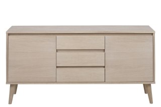 KOMODA NORDAL, DĘBOWA, BIAŁA, 3 SZUFLADY, 2 SZAFKI, DREWNO, MINIMALISTYCZNA