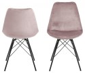 Krzesło SKANDYNAWSKIE różowe, tapicerowane, metal