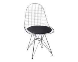 Krzesło METALOWE, CHROMOWANE - czarna poduszka
