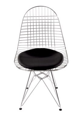 Krzesło METALOWE, CHROMOWANE - czarna poduszka