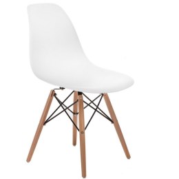 Krzesło SKANDYNAWSKIE białe, drewniane nogi