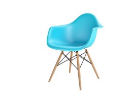 Krzesło SKANDYNAWSKIE turkusowe, drewniane nogi