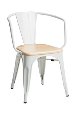 Krzesło Metalowe TOWER PARIS białe sosna naturalna
