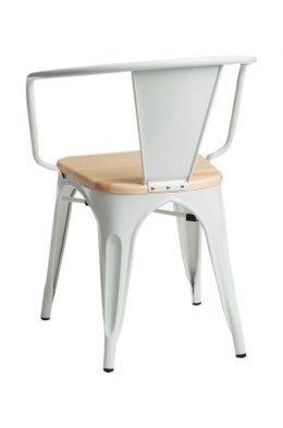 Krzesło Metalowe TOWER PARIS białe sosna naturalna