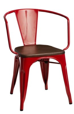 Krzesło Metalowe TOWER PARIS czerwone,sosna orzech