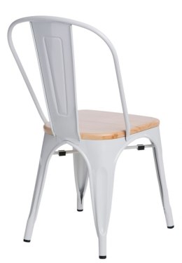 Krzesło Metalowe TOWER PARIS białe, sosna, drewno