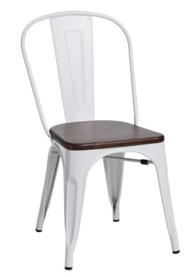 Krzesło Metalowe TOWER PARIS białe, sosna orzech