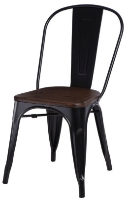 Krzesło Metalowe TOWER PARIS czarne, sosna orzech