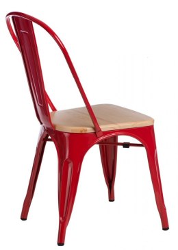 Krzesło Metalowe TOWER PARIS czerwone, sosna natura