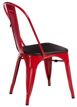 Krzesło Metalowe TOWER PARIS czerwone, sosna szczotkowana