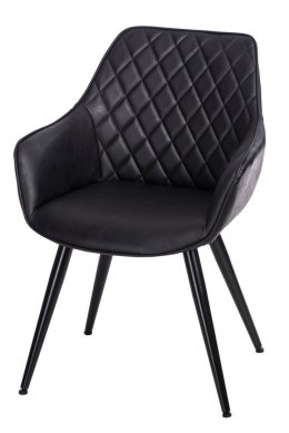 Krzesło Pikowane, skórzane, czarne, regulowane