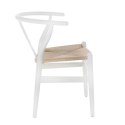 Krzesło drewniane do kuchni, białe, plecionka