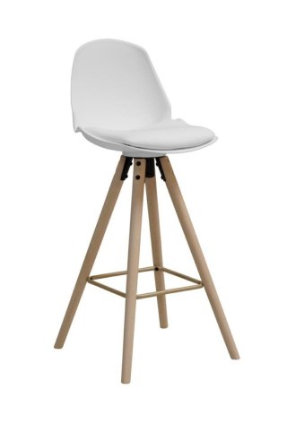 NOWOCZESNY HOKER Z OPARCIEM MALMO - BIAŁY, DREWNO, Z PODUSZKĄ, LOFT, 77 CM