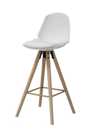 NOWOCZESNY HOKER Z OPARCIEM MALMO - BIAŁY, DREWNO, Z PODUSZKĄ, LOFT, 77 CM