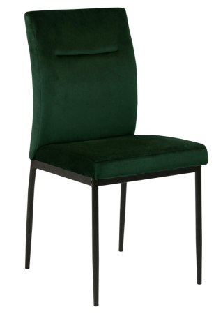 ELEGANCKIE CIEMNE ZIELONE KRZESŁO, CZARNY METAL, DO JADALNI, GLAMOUR