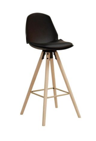 NOWOCZESNY HOKER Z OPARCIEM MALMO - CZARNY, DREWNO, Z PODUSZKĄ, LOFT, 77 CM