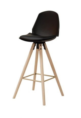 NOWOCZESNY HOKER Z OPARCIEM MALMO - CZARNY, DREWNO, Z PODUSZKĄ, LOFT, 77 CM