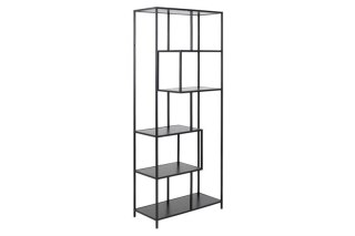 REGAŁ DENMARK II, CZARNY, METALOWY, INDUSTRIALNY, LOFT, 186 CM, 6 PÓŁEK